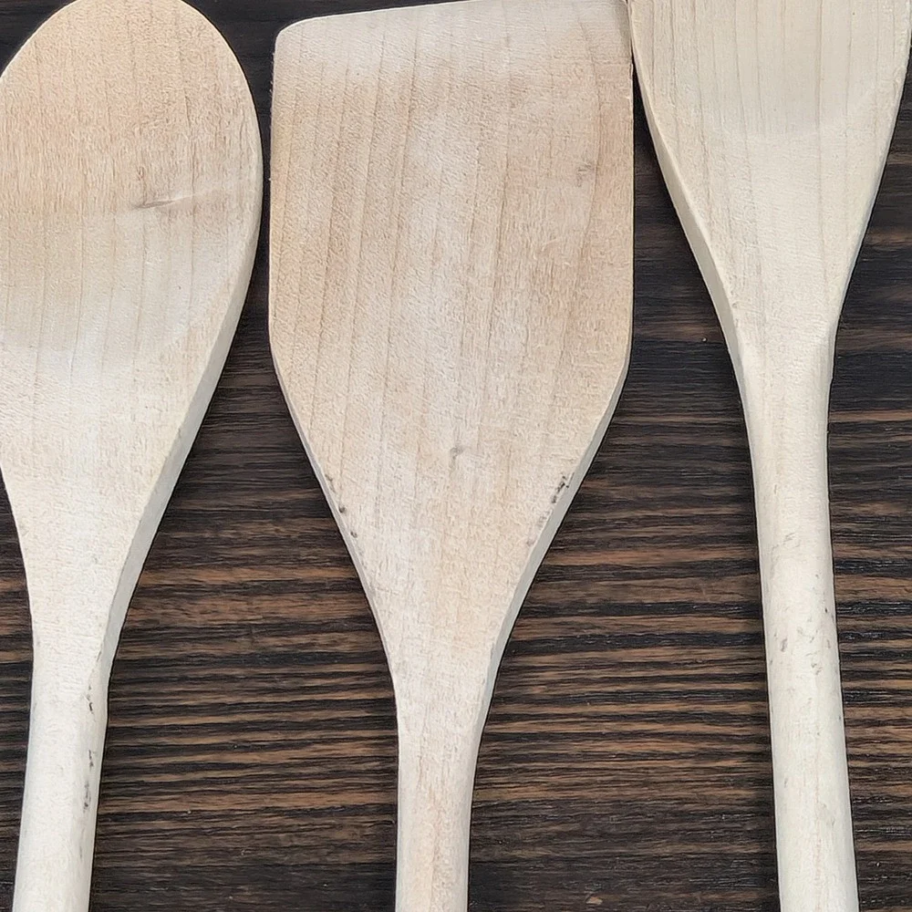 7‎ Piece Natural Wood Kitchen Utensil Set Mixing Spoons and Spatula Long Handle